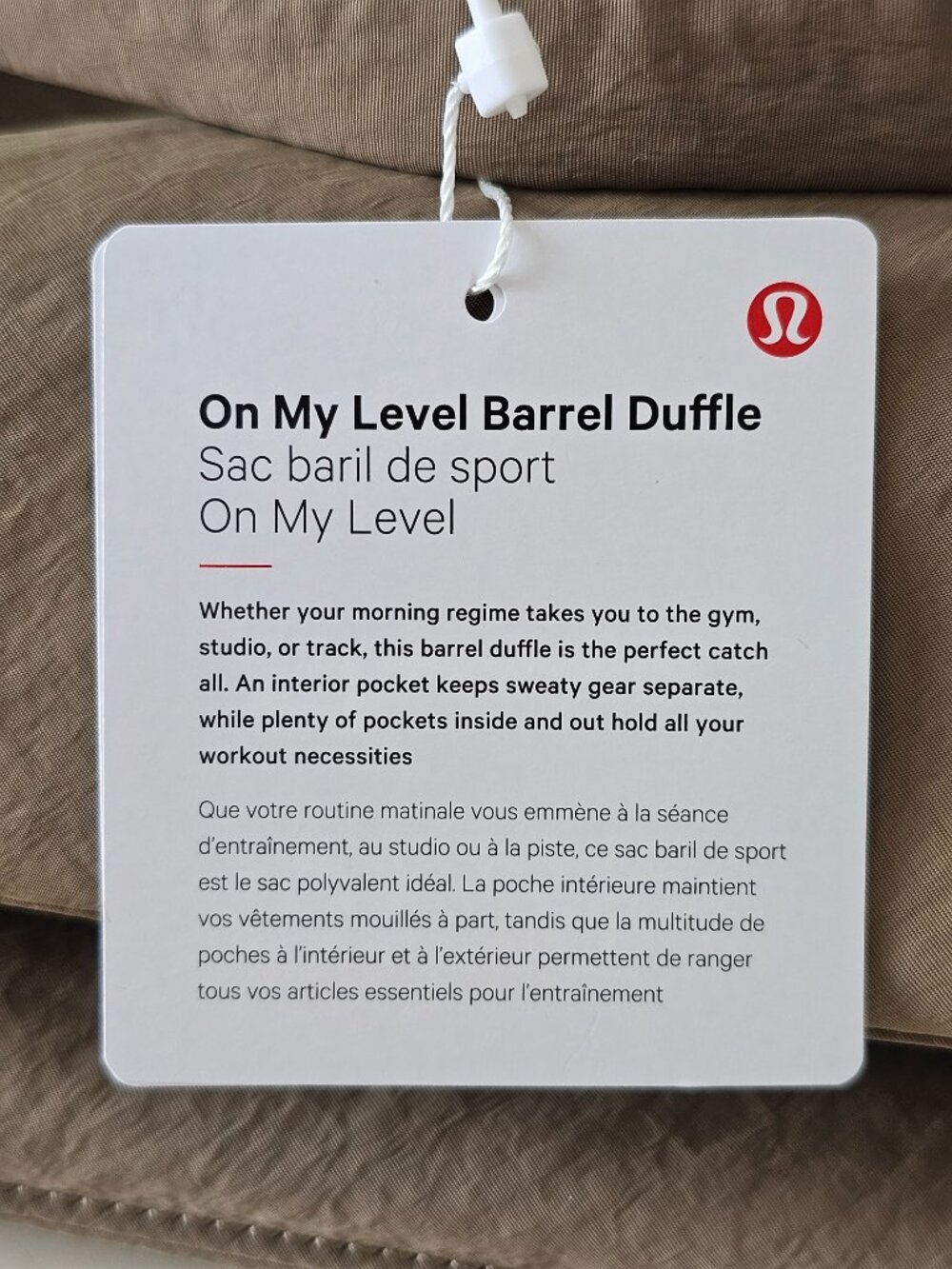 NWT LULULEMON FANB Fawn Brown On My Level Barrel Duffle Duffel Bag One Size OS - Picture 14 of 15